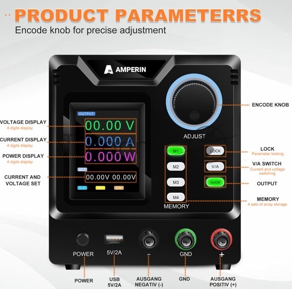 Лабораторный блок питания Amperin AI-D300.1RS 300V, 1A