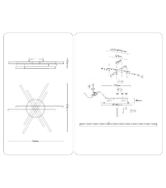 Потолочный светодиодный светильник Ambrella light FL6271 WH белый 98W 3000K-6400K 700*615*135 (ПДУ ИК)