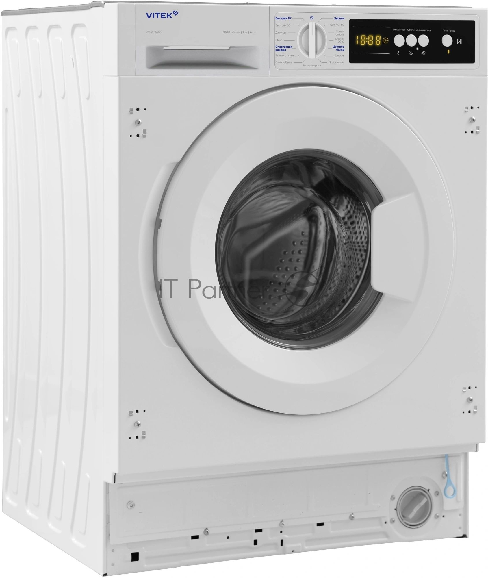 Встраиваемая стиральная машина Vitek VT-WMA701 класс:A+++ загрузка до 7кг отжим:1200об/мин белый