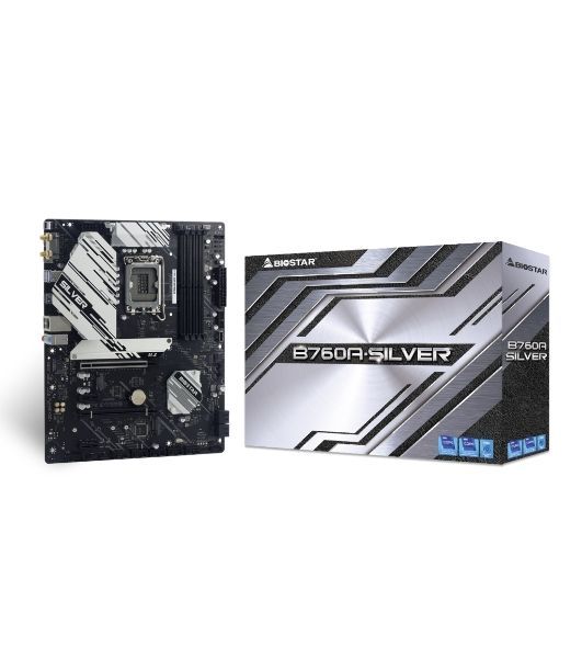 Материнская плата Biostar B760A-SILVER, LGA1700, Intel B760, 4xDDR5, 4xSATA, 3xM.2, 1xPCIe 5.0 x16, DisplayPort, HDMI, 1x2.5Gb LAN, USB Type-C, 3x3.5 мм, 7.1, ATX