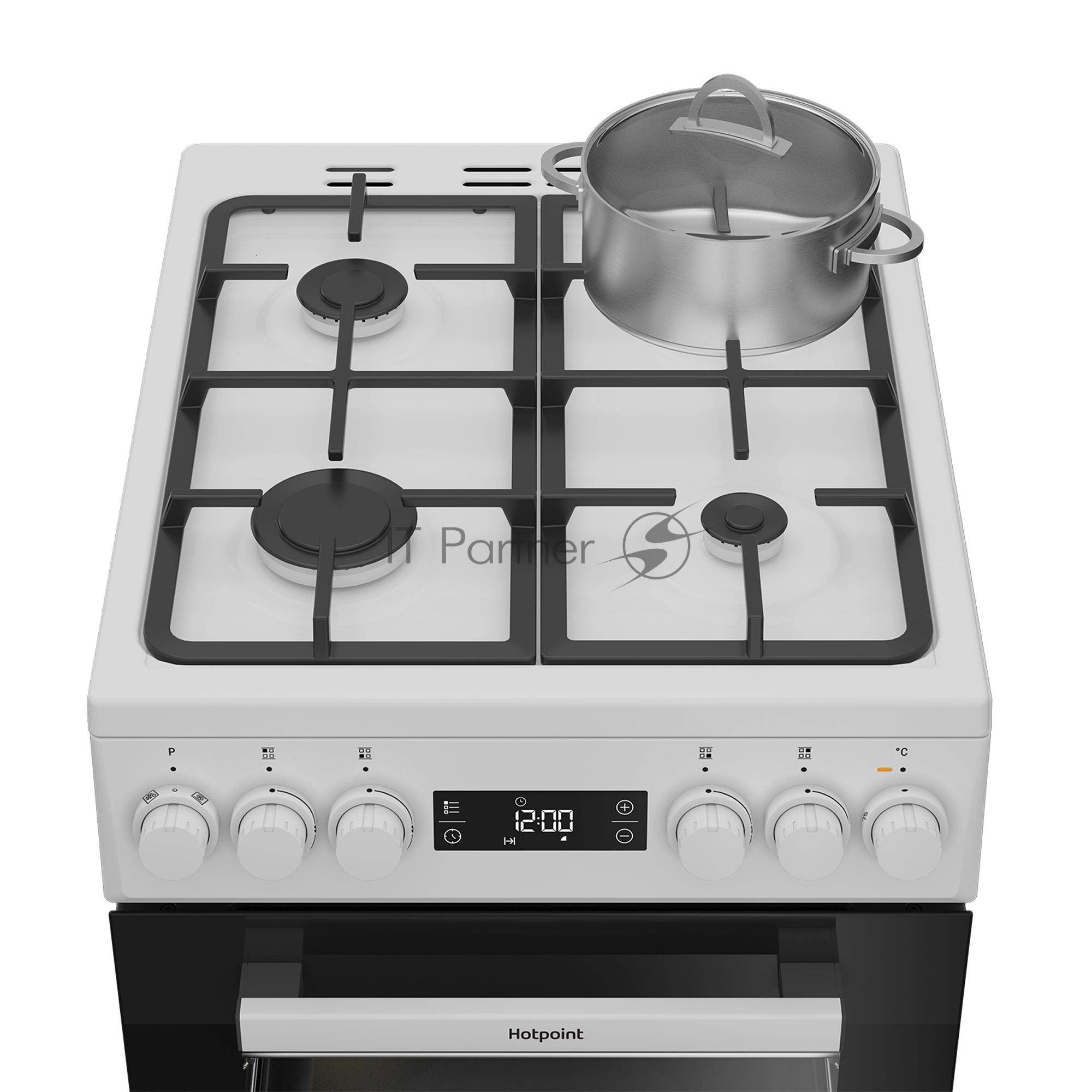 Плита комбинированная Hotpoint HSG5F2HB белый, конфорок 4 шт, духовка 60 л, 50 см x 85 см x 60 см