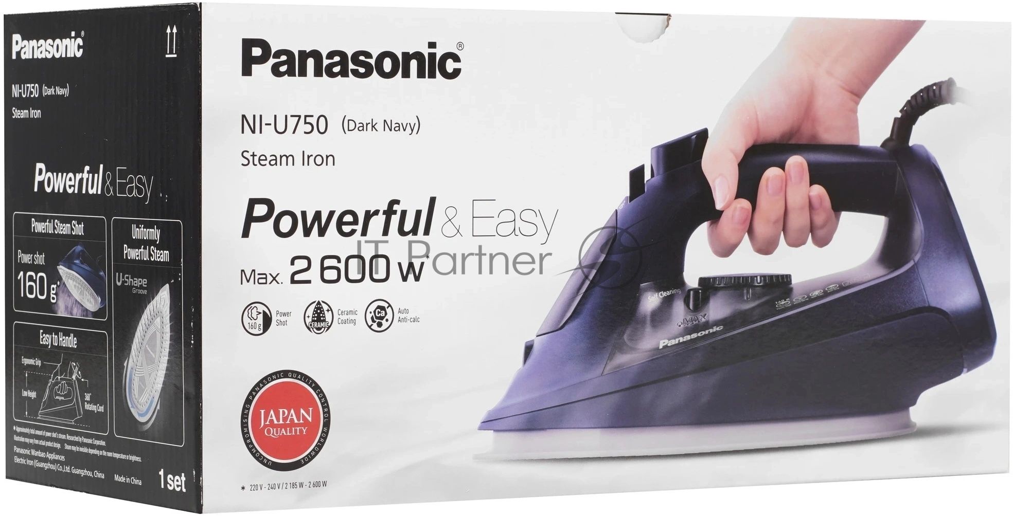 Утюг Panasonic NI-U750ATV синий, 2600 Вт, 40 г/мин, 160 г/мин, 300 мл