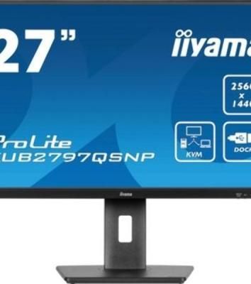 Монитор 27" Iiyama ProLite XUB2797QSNP-B1 IPS QHD, 100 Гц, 1 мс (MPRT), 16:9, 300 кд/м², HDMI 2.0, DP 1.4, USB-C (96 Вт PD), встроенные динамики (2x2 Вт), KVM-модуль, поворотная подставка, черный