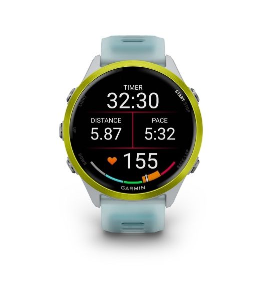 Умные часы Garmin Forerunner 970, 1.4" AMOLED, Wi-Fi, Bluetooth, NFC, 50м, белый / желтый / бирюзовый