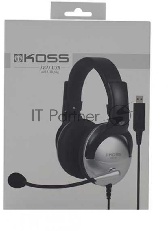 Наушники KOSS SB-45 USB Гарнитура, закрытого типа с электретным микрофоном и VC,част. 18-20000 Гц,импеданс 100 Ом, чувствительность 103 дБ, шнур 2,4м, USB-подключение к ПК