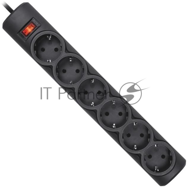 Сетевой фильтр Defender DFS 151 1.8 m, 6 розеток, черный