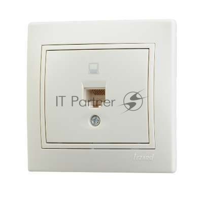Розетка компьютерная 1-м СП Мира RJ45 крем/крем Lezard 701-0303-139
