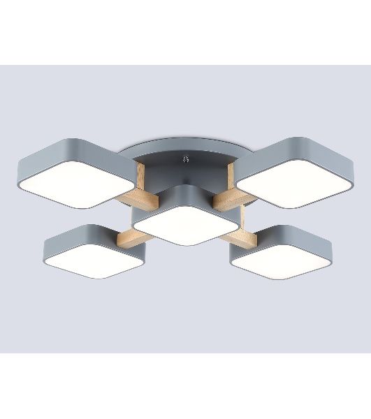 Светильник Ambrella light FL4882/5 GR/WD серый/дерево 90W 3000-6000K 675*675*110 (без ПДУ)