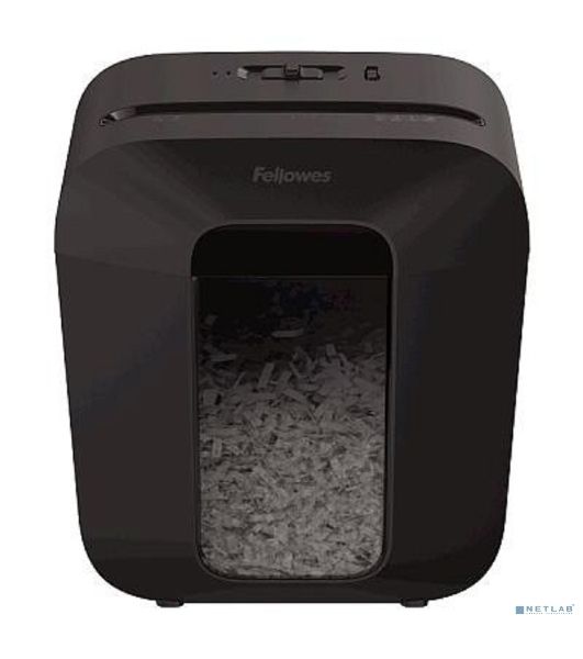 Шредер Fellowes PowerShred LX25 черный (секр.P-4)/перекрестный/6лист./11.5лтр./скрепки/скобы/пл.карты