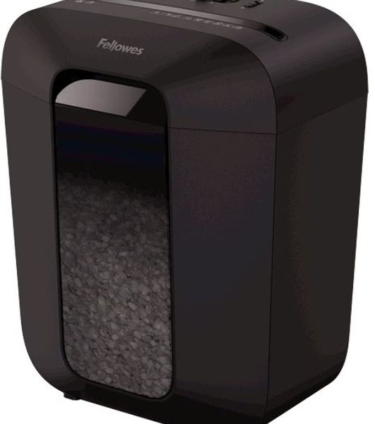 Шредер Fellowes PowerShred LX41 черный (секр.P-4)/перекрестный/8лист./17лтр./скрепки/скобы/пл.карты