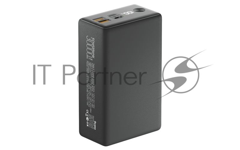 Внешний аккумулятор OLMIO QX-30, 30000mAh, 22.5W, QuickCharge3.0/PowerDelivery, LCD, графитовый