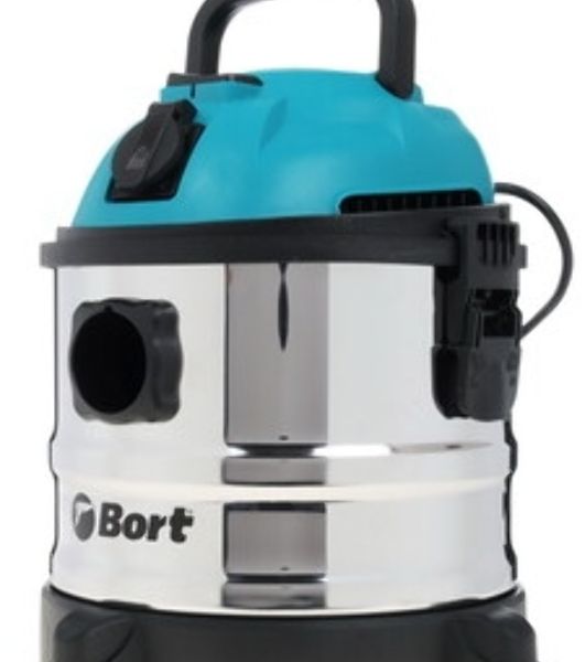 Строительный пылесос Bort BSS-1015 голубой/серебристый, 285/1250 Вт, уборка сухая/влажная, пылесборник контейнер, 15 л