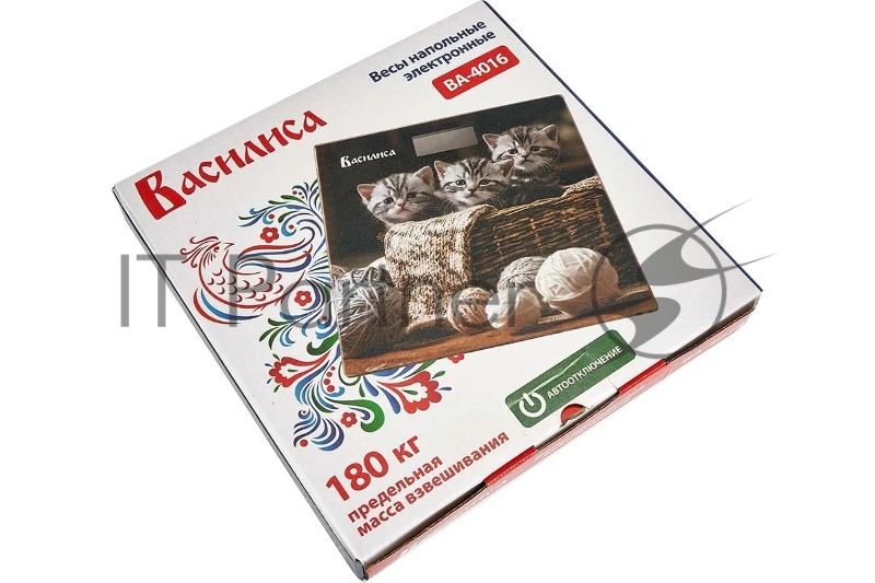 Весы напольные электронные ВАСИЛИСА ВА-4016 "Три кота" : 180 кг, 26*26см (10)