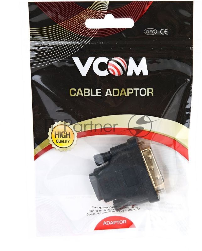Переходник VCOM HDMI 19F to DVI-D 25M позолоченные контакты VAD7818