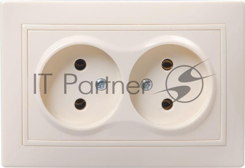 Розетка 2-м СП Кварта 10А IP20 без заземл. крем. IEK ERK23-K33-10-DM
