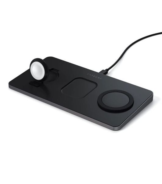 Беспроводное зарядное устройство Satechi ST-X3TWCPM Trio Wireless Charging Pad для телефона, часов и наушников серый космос