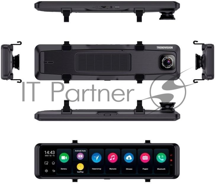 Видеорегистратор TrendVision aMirror 15 Android UNIVERSE черный 1080x1920 1080p 140гр. GPS внутренняя память:64Gb UIS8581A