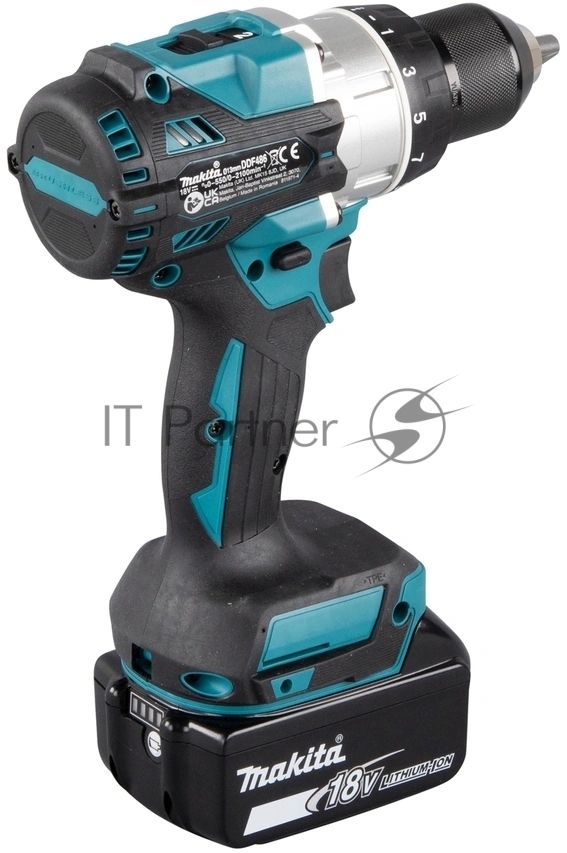 Дрель-шуруповерт Makita DDF486RTJ, 18 В, 5 Ач, 130 Нм, бесщеточный