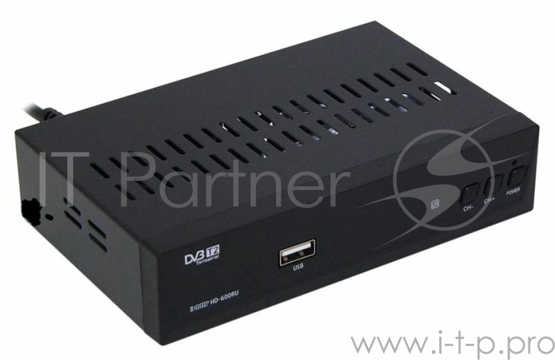 Ресивер эфирный цифровой DVB-T2 HD HD-600RU металл, дисплей, Эфир