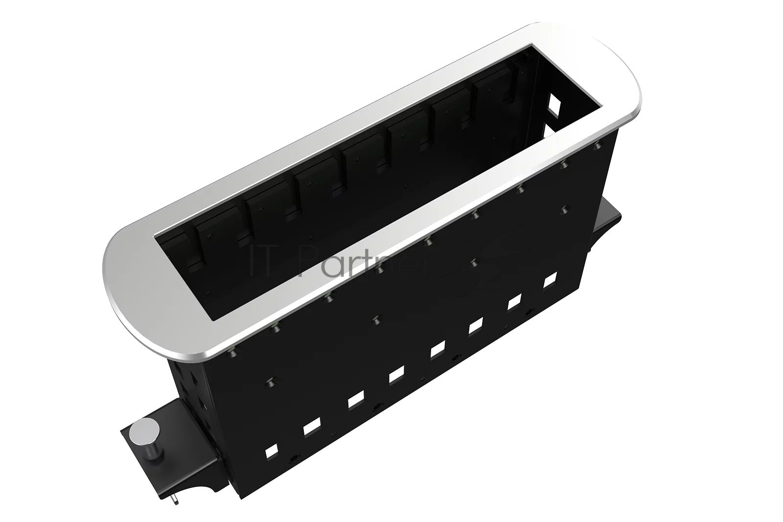 Прямоугольный металлический корпус Wize Pro WRTS-M-8BOX-S серия M, для модульной системы врезного лючка в стол с убирающейся крышкой для установки до 8 модулей-вставок серии М, серебристый