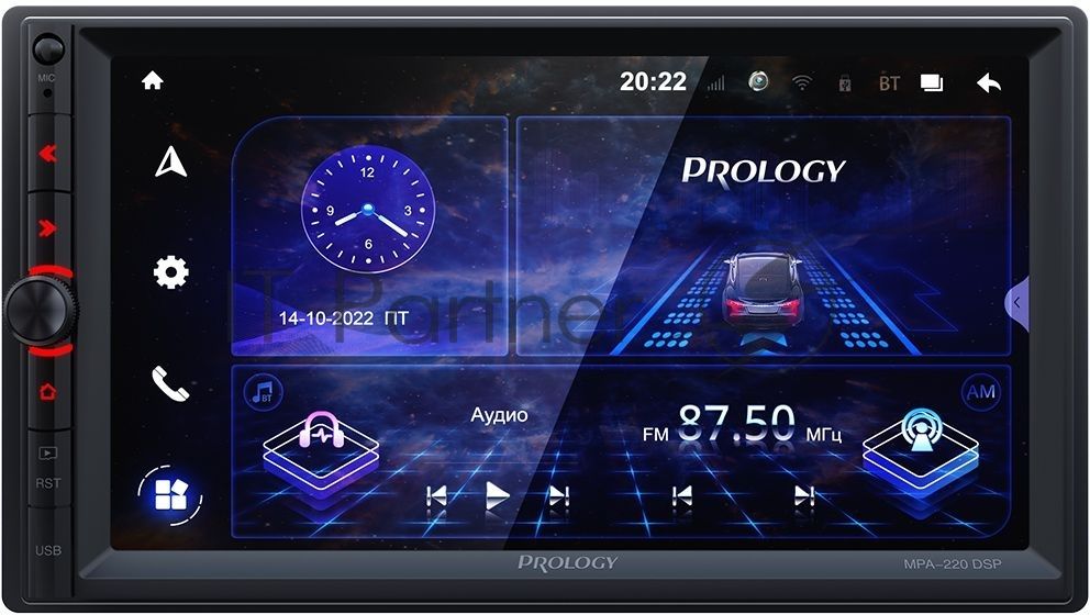 Автомагнитола Prology MPA-220 DSP, 2 DIN, 7", Android 10, Bluetooth, USB Type-A, AUX, GPS, 4G, пульт ДУ