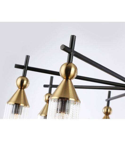 Люстра Ambrella light LH55258/9 BK/BS/CL черный/латунь/прозрачный E14*9 max 40W D770*530