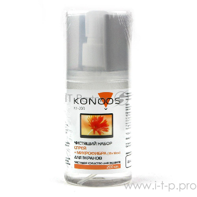 Набор Konoos для ЖК-экранов KT-200 (спрей 200 мл + салфетка)