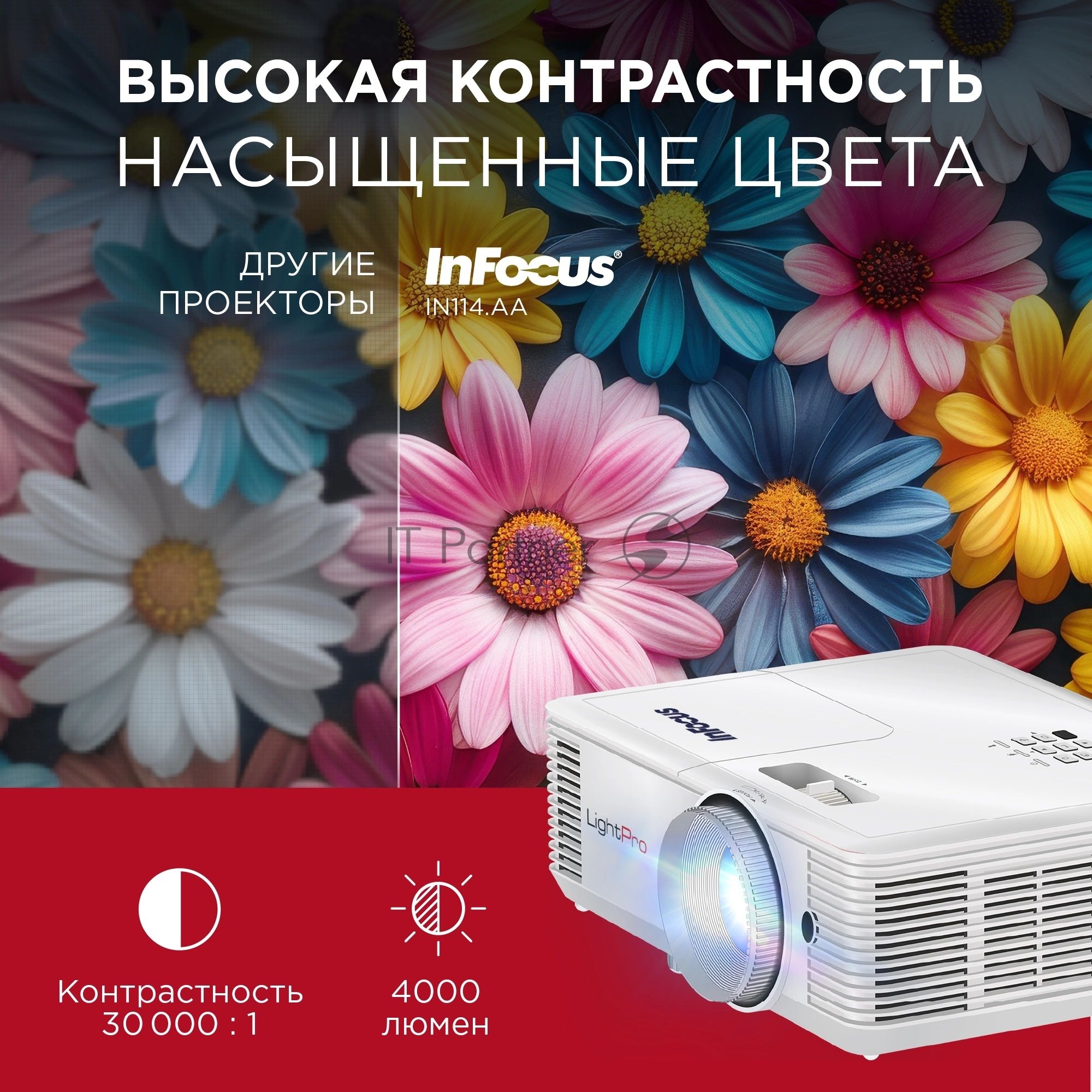 Проектор InFocus IN114.AA DLP, 4000 lm, XGA, 30 000:1, 1.94~2.16:1, HDMI 1.4, VGA in, S-Video, 3.5mm in/out, USB-A, лампа 15 000ч.(ECO mode), 3W, 27дБ, 2,9 кг, БЕЛЫЙ