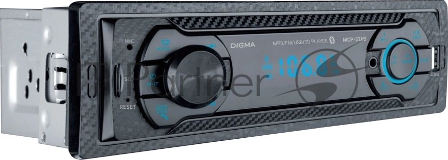 Автомагнитола Digma MCP-226B, 1 DIN, USB Type-A, AUX