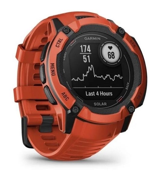Умные часы Garmin Instinct 2X Solar, 1.0" MIP, 5G, Bluetooth, IPX7, красный