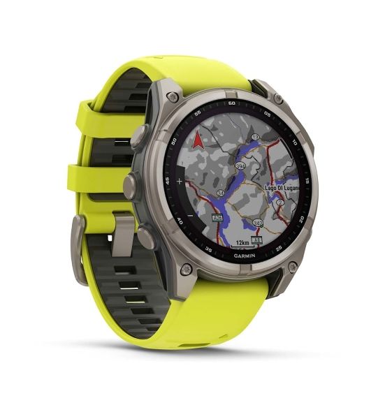 Умные часы Garmin Fenix 8, 1.6" AMOLED, Wi-Fi, Bluetooth, NFC, 100м, серебристый / желтый