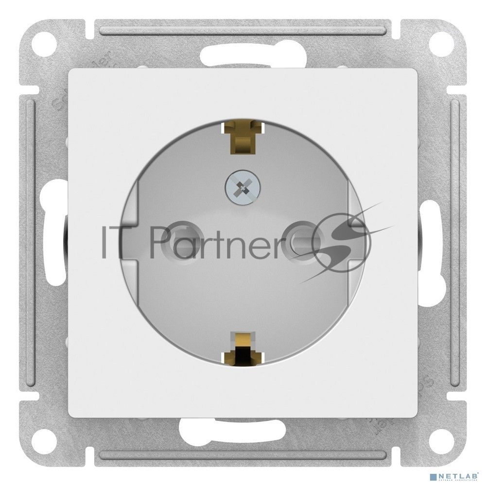 Розетка с заземлением со шторками Schneider-electric ATN000145 ATLASDESIGN, 16А, механизм, БЕЛЫЙ