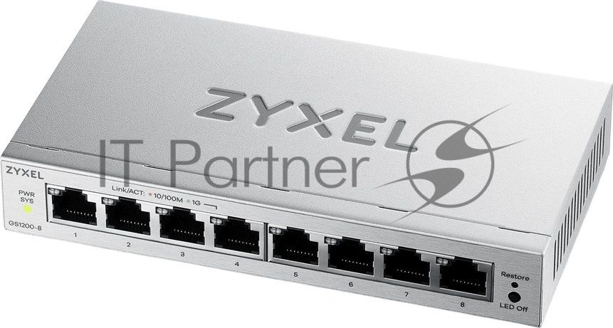 Коммутатор ZyXEL GS1200-8V3-EU0101F, 8×LAN, управляемый