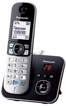 Телефон беспроводной (DECT) Panasonic KX-TG6821RUB черный, автоответчик,определитель номера,телефонный справочник 120 зап.