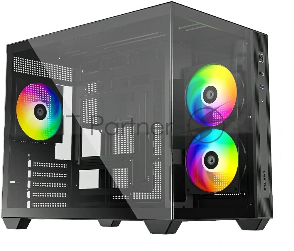 Корпус Case ID-Cooling VIEW 500 ARGB Black mATX/win TG/3 fans/Gen2 Type C/CPU 162mm/GPU 407mm/no PSU