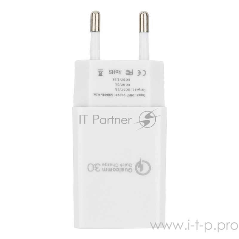 Сетевое зарядное устройство Cablexpert MP3A-PC-16, QC 3.0, 100/220V - 1 USB порт 5/9/12V, белый