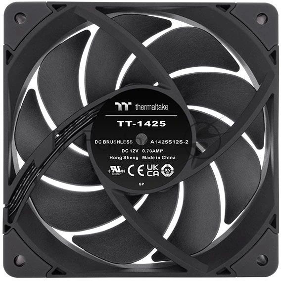 Вентилятор для корпуса Thermaltake Toughfan 14 Pro черный (2 шт.), 140 мм, 500-2000 об/мин, 31.6 дБ, 4 pin PWM, без подсветки