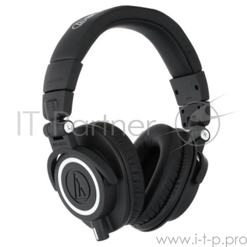 Гарнитура проводная AUDIO-TECHNICA ATH-M50X Black мониторные,закрытые,диаметр 45мм,част 15-28000Гц,макс. входн мощность 1600мВт,импеданс 38Ом,чувствительность 99дБ,два кабеля в комплекте: витой и прямой, черный