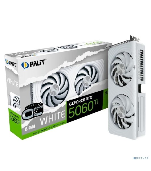 Видеокарта Palit RTX 5060Ti WHITE OC 8Gb GDDR7 128bit 3xDP HDMI 2FAN RTL белый