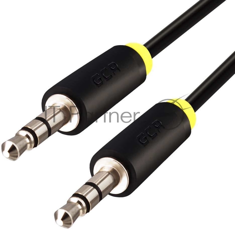 Кабель Greenconnect  аудио 0.5m jack 3,5mm/jack 3,5mm черный, желтая окантовка, ультрагибкий, 28 AWG, M/M, Premium , экран, стерео