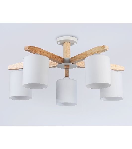 Светильник Ambrella light TR83113/5 WH/LW белый/светлое дерево E27/5 max 40W D700*325