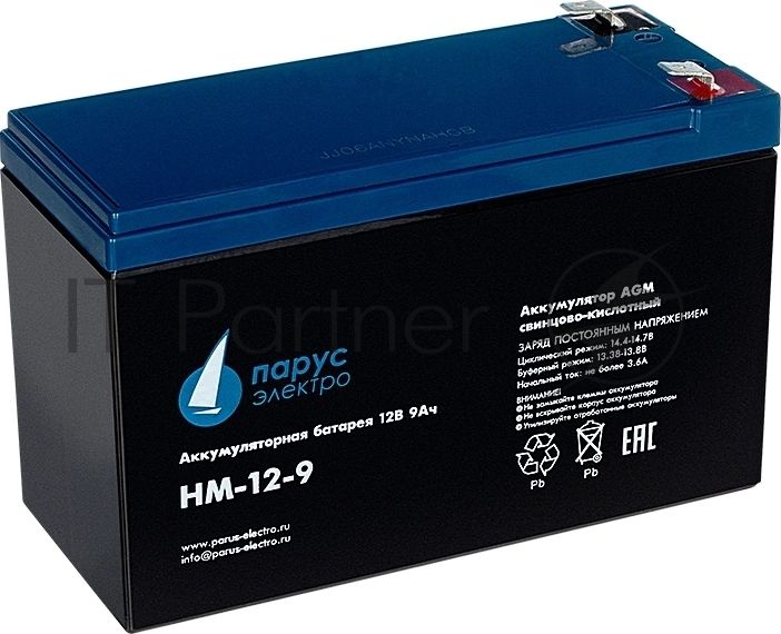 Батарея для ИБП Парус-электро HM-12-9 (AGM/12В/9,0А·ч/клемма F2)