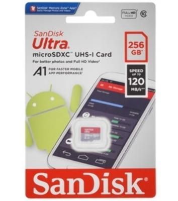 Флеш карта microSDXC 256GB SanDisk Ultra Class 10, UHS-I, R 150 МБ/с, SDSQUAC-256G-GN6MA