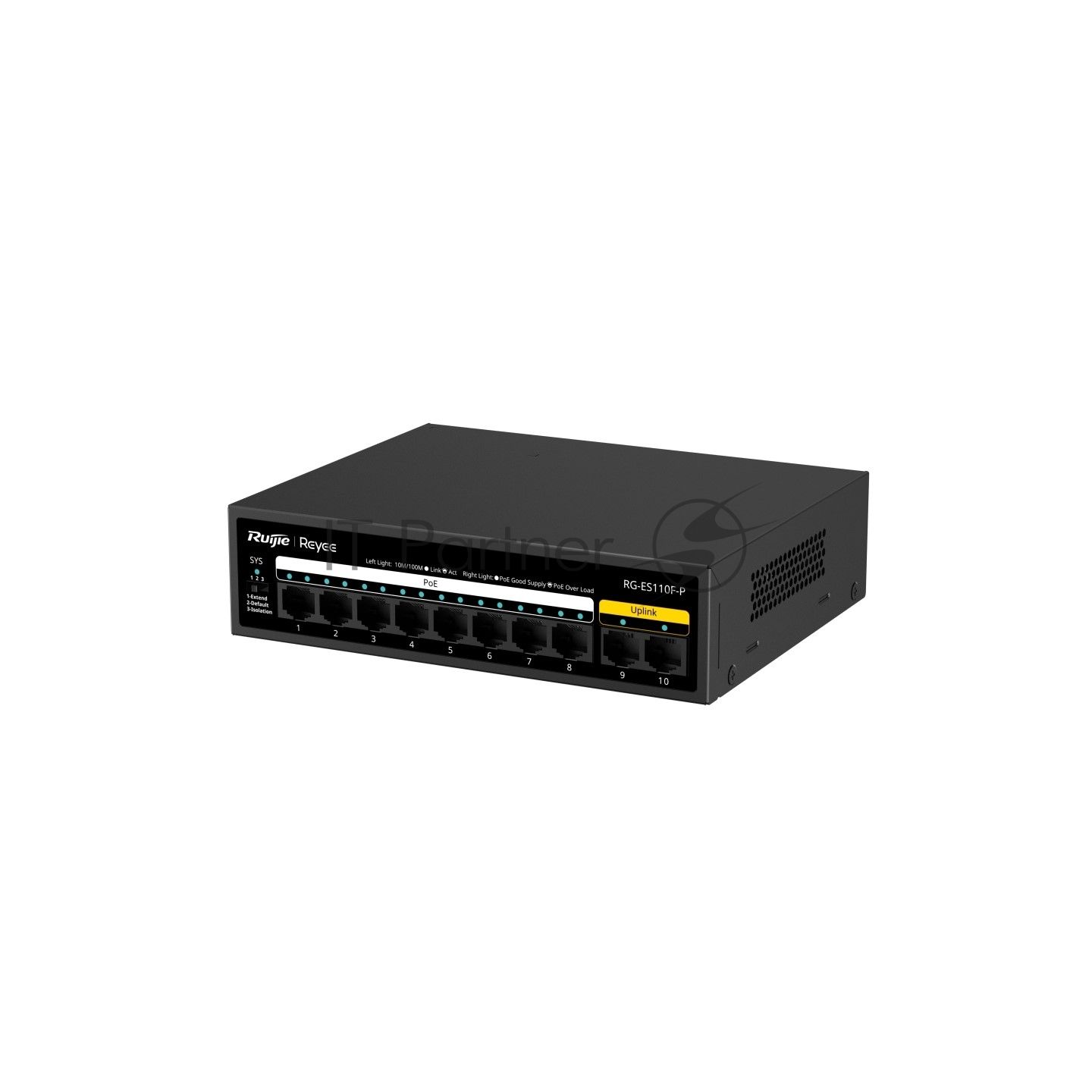 Коммутатор Ruijie Reyee RG-ES110F-P, 8×100 Мбит/с PoE + 2×100 Мбит/с, неуправляемый