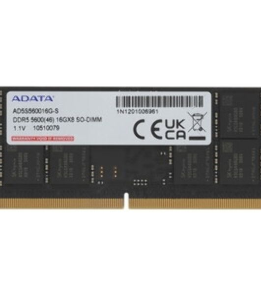 Оперативная память ADATA Premier, DDR5, 16GB (1x16GB), 5600 MHz, CL46, без радиатора, черный, SO-DIMM