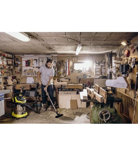 Строительный пылесос Karcher WD 6 P S V-30/6/22/T желтый, 1300 Вт, уборка сухая/сбор воды, пылесборник мешок/контейнер, 30 л