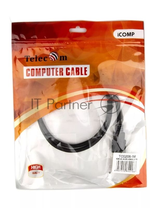 Кабель VCOM/TELECOM HDMI-19M -- MicroHDMI-19M ver 2.0+3D/Ethernet,1m Telecom TCG206-1M