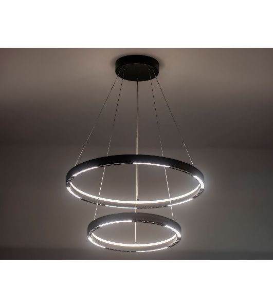 Подвесной светодиодный светильник Ambrella light FL5865/2 BK черный 45W 3000K/4200K/6400K D600/400*830 (без ПДУ)
