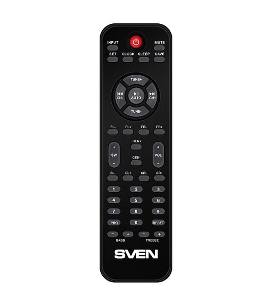 Аудиоколонки SVEN HT-210, черный, акустическая система 5.1, мощность (RMS):50Вт+5x15Вт, Bluetooth, Optical, Coaxial, FM-тюнер, USB/SD, дисплей, ПДУ