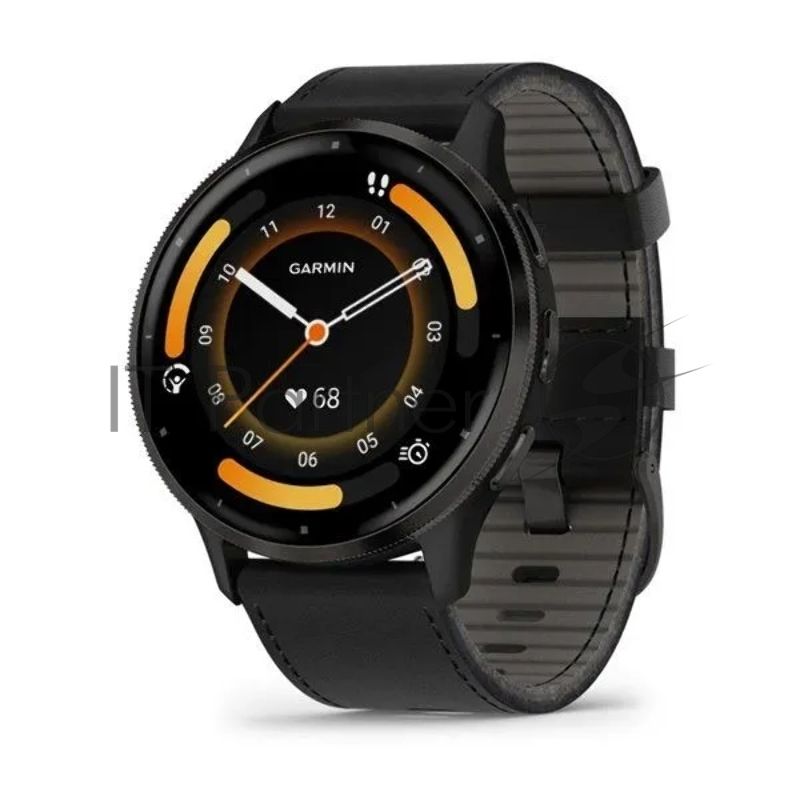 Смарт-часы Garmin Venu 3 черный, кожаный ремешок 45мм